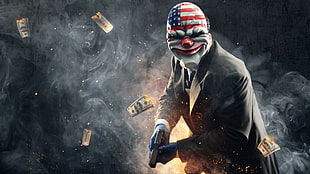 clown holding pistol illustration HD wallpaper