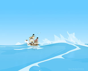 brown and white pirate ship, One Piece, anime
