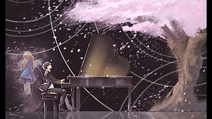 male anime character playing piano illustration, Shigatsu wa Kimi no Uso