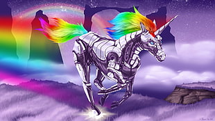 metal unicorm wallpaper, Anthro, Adult Swim, unicorns, Robot Unicorn Attack
