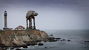 gray lighthouse, Star Wars, AT-AT HD wallpaper