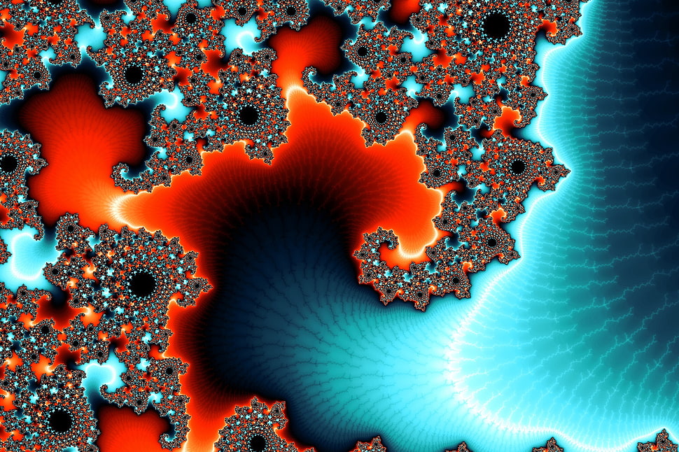 red and multicolored illustration, fractal, abstract HD wallpaper