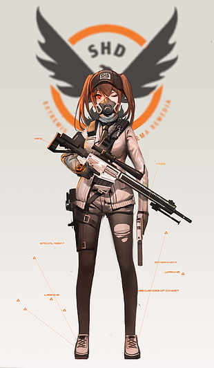 brown-haired female anime character, anime, anime girls, Tom Clancy's The Division, twintails HD wallpaper