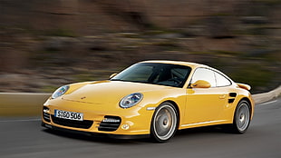 yellow Porsche Cayman coupe, Porsche 911, car, yellow cars