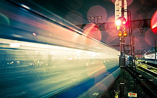 timelapse photo of railroad at nighttime, night, Japan, railway, lights HD wallpaper