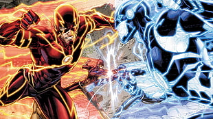 Flash and Zoom illustration, DC Comics, Flash, superhero