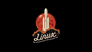 Linnux logo screengrab, Linux, space, rocket, Moon