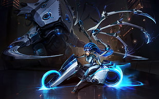 long-haired female character with motorcycle digital wallpaper, video games, Sarah Kerrigan, heroes of the storm, Blizzard Entertainment