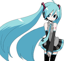 female anime character with teal hair