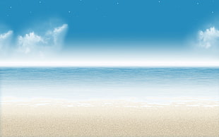 ocean and seashore, beach, sand, sky, horizon