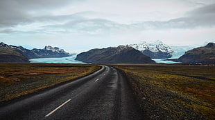 black asphalt road, nature, landscape, road, clouds HD wallpaper