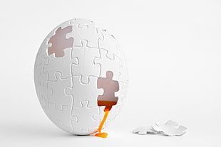 white puzzle egg illustration, digital art, creativity, puzzles, eggs HD wallpaper