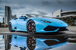 blue Lamborghini Huracan HD wallpaper