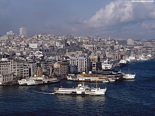 white cruise ship, Istanbul, Turkey, Karaköy