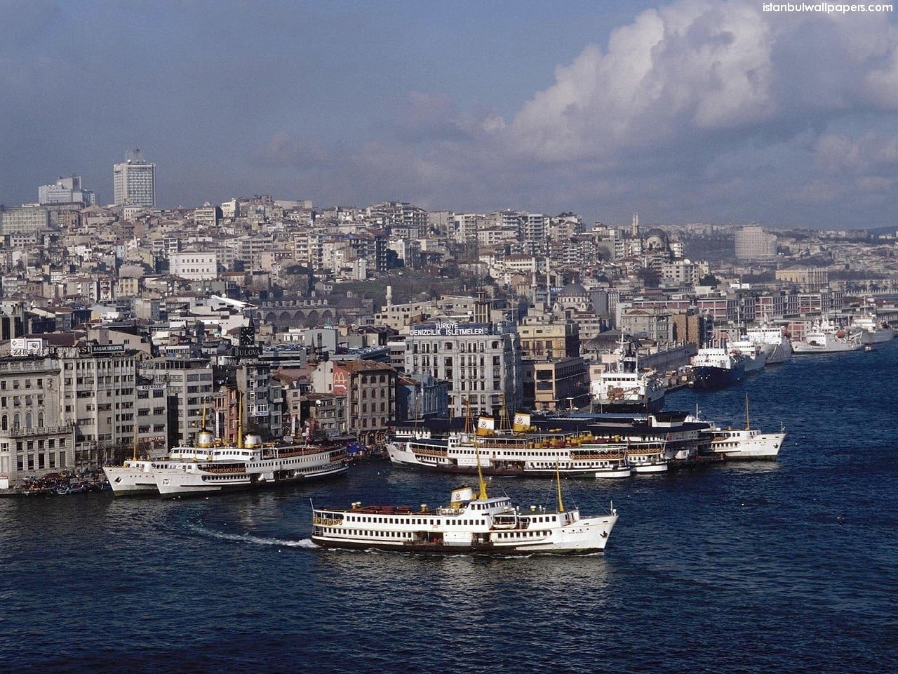 white cruise ship, Istanbul, Turkey, Karaköy