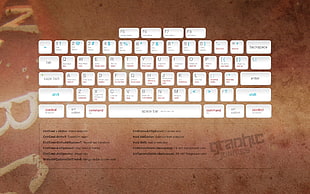 white keyboard keys on brown background photo