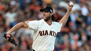 San Francisco Giants baseball player holding ball close-up photography