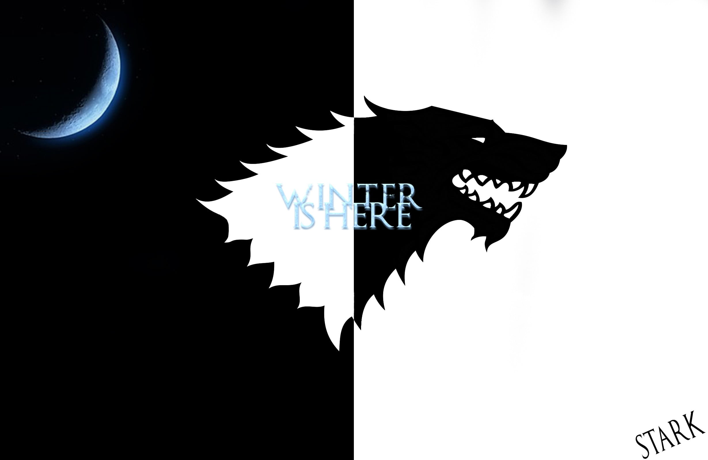 House Stark sigil wallpaper, Game of Thrones, wolf, winter