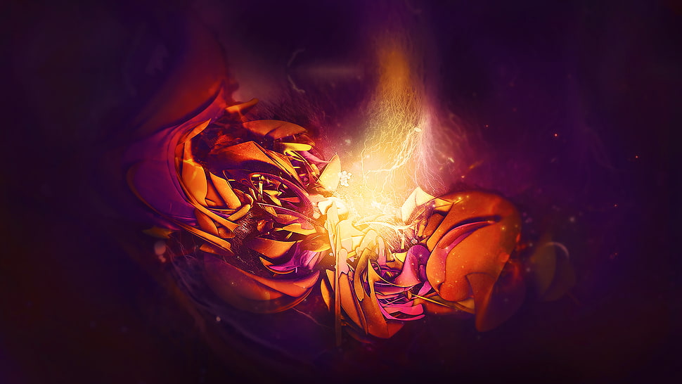 two yellow and red monster mask, abstract HD wallpaper