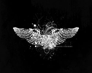 angel wing logo, digital art, black background