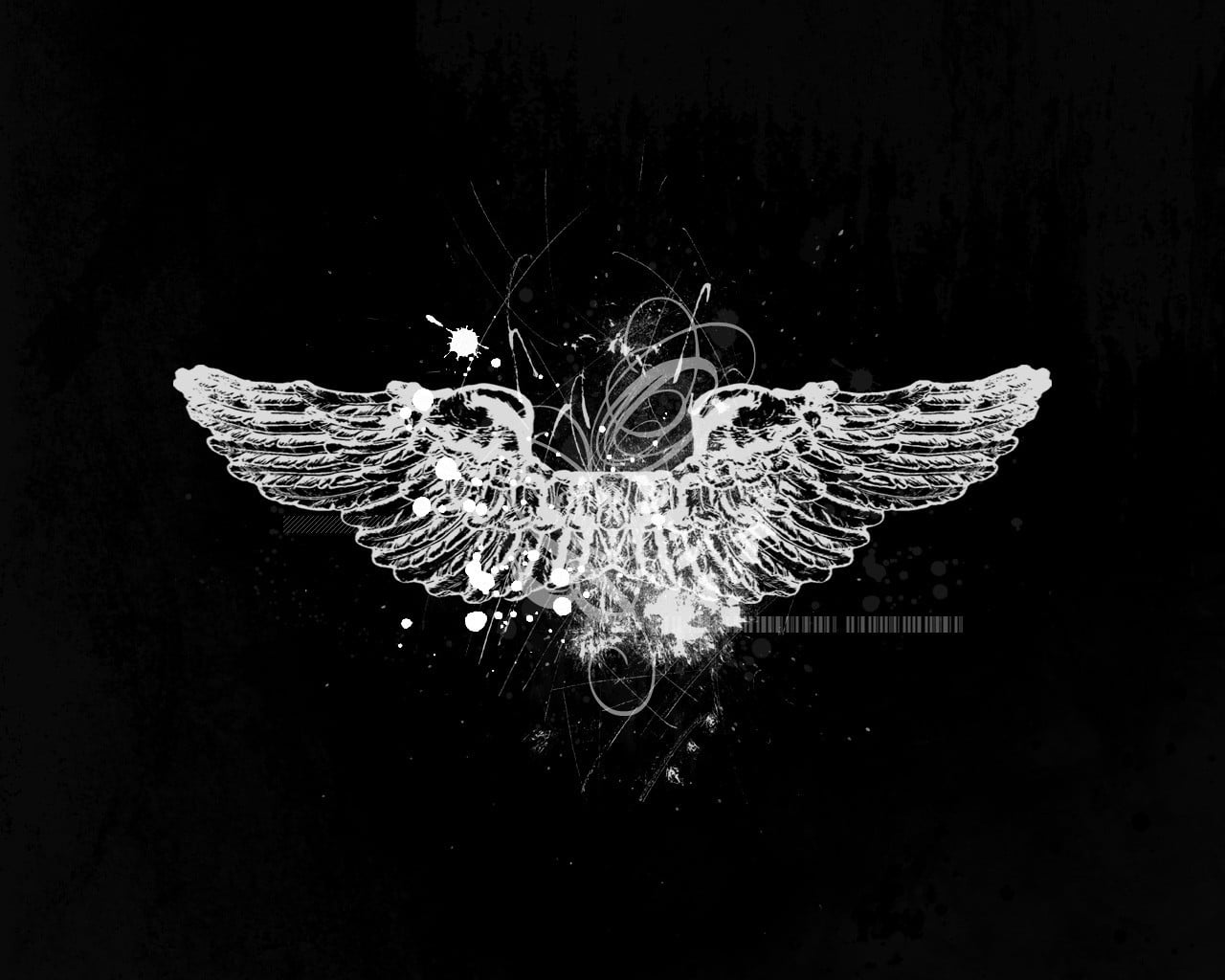 Angel wing logo, digital art, black
