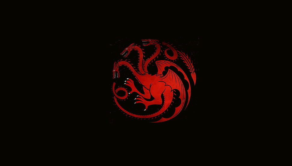 red 3-headed dragon logo, Game of Thrones, simple, simple background HD wallpaper
