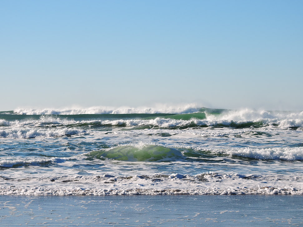white and blue ocean wave photography HD wallpaper