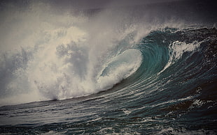 wave tunnel photo, waves, water, sea HD wallpaper