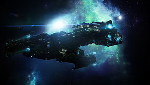 black space ship wallpaper, science fiction, fantasy art, StarCraft, spaceship