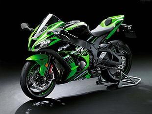green Kawasaki Ninja sports bike