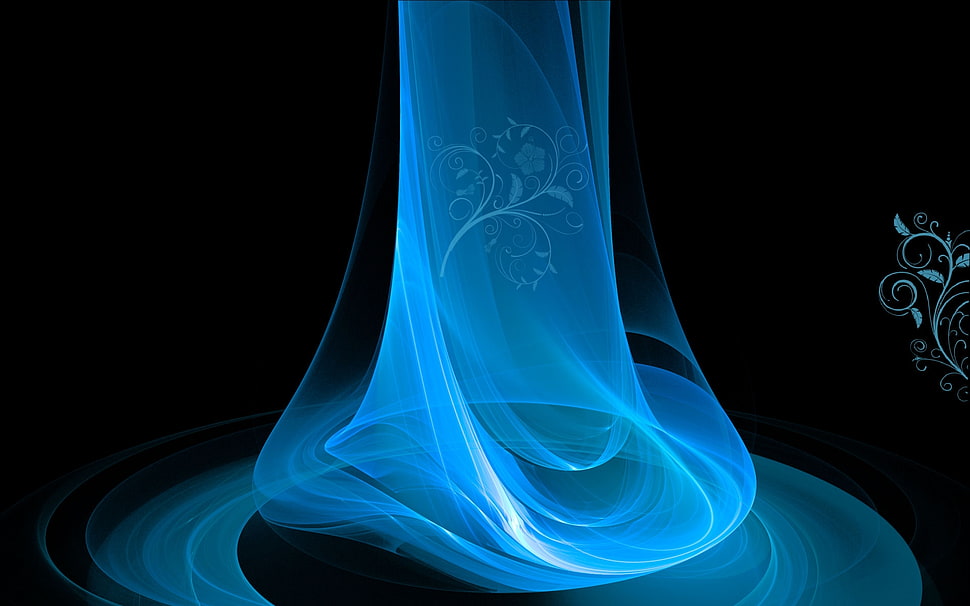 blue floral 3D light HD wallpaper