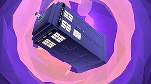 purple and pink payphone illustration, Doctor Who, TARDIS, artwork, digital art
