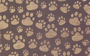 gray dog foot print textile