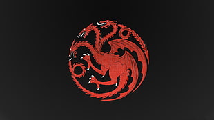 round 3-head dragon logo, House Targaryen, Game of Thrones, dragon