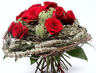 red artificial flowers decor