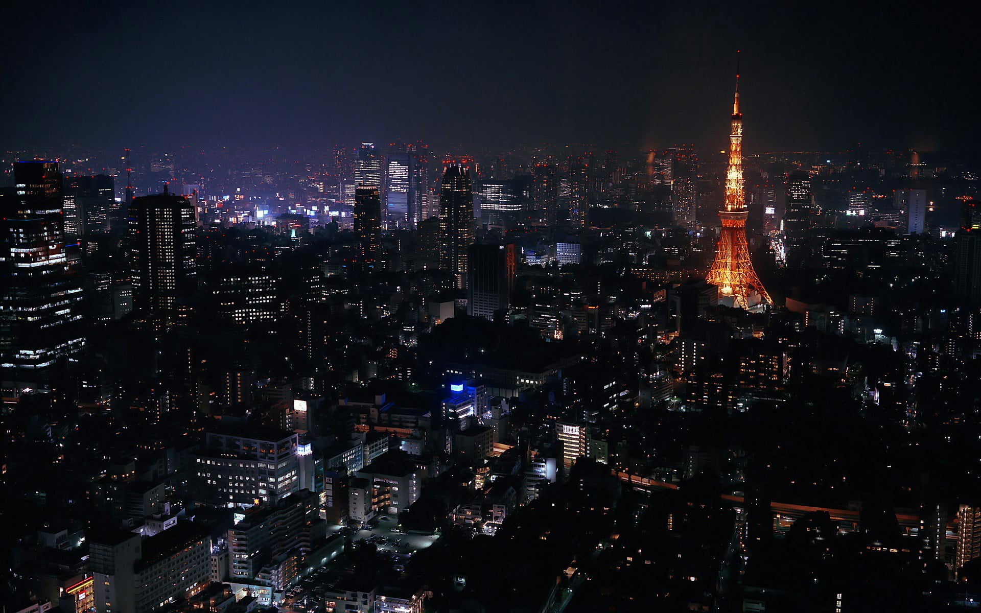 Eiffel Tower, Paris, cityscape, Tokyo, night, Japan
