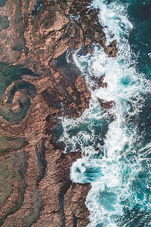 aerial view of water wave, nature, water