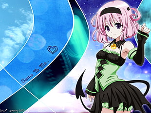 pink-haired female in green dress anime character illustration, Momo Velia Deviluke, To Love-ru HD wallpaper