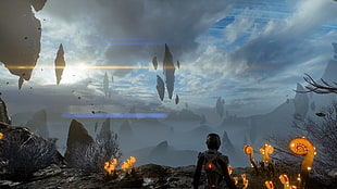 sky and mountains digital wallpaper, Mass Effect: Andromeda, Andromeda Initiative, Mass Effect HD wallpaper