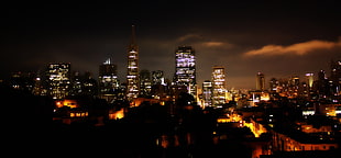 areal photography of high rise building during nighttime, san francisco