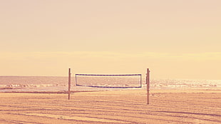 volleyball net, nature, water, beach, sand