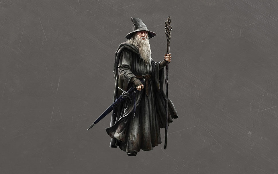 wizard illustration, Gandalf, The Lord of the Rings, artwork, wizard HD wallpaper