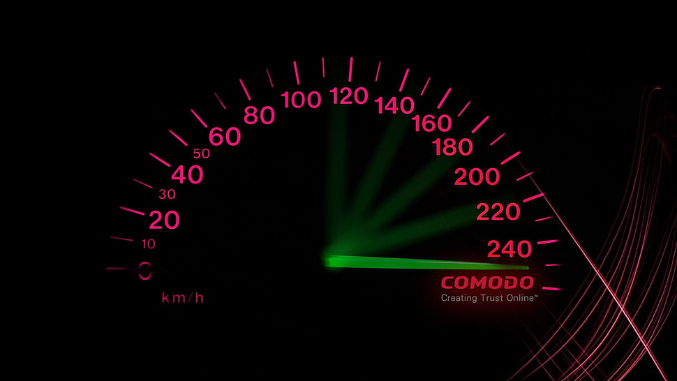 black speedometer, COMODO, internet, trust, online HD wallpaper