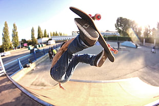 black skateboard, skateboarding, skate, skatepark