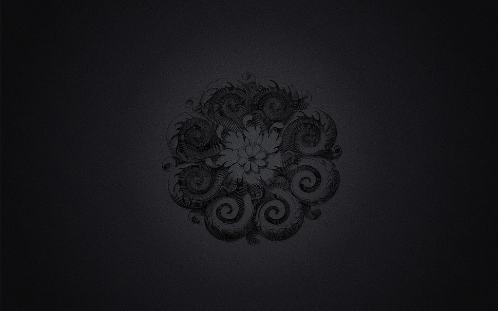 white and black floral illustration, digital art, pattern HD wallpaper