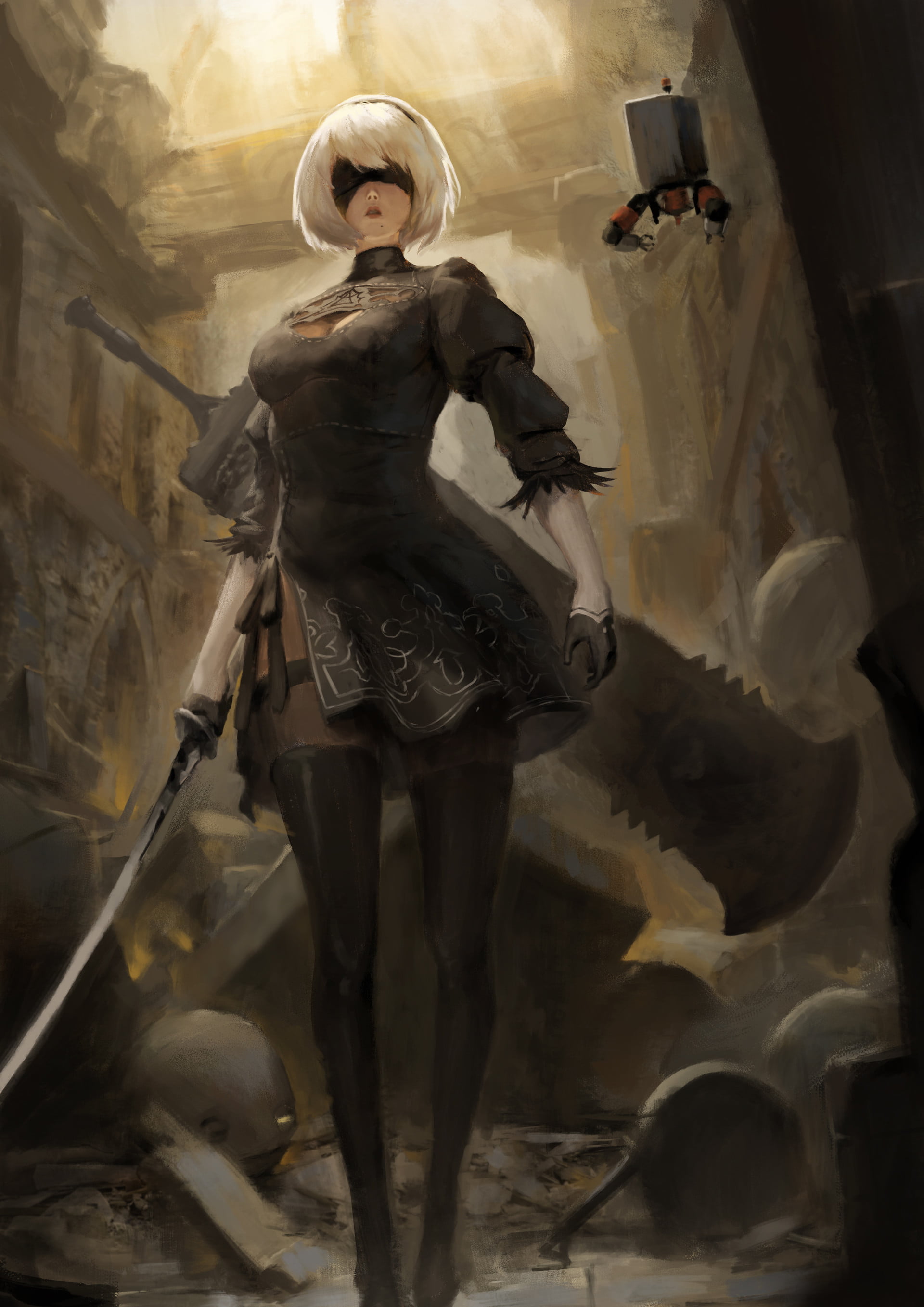 Nier Automata, sword, Nier: Automata, 2B (Nier: Automata)