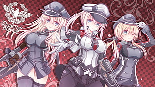 three anime characters illustration, anime, Kantai Collection, Bismarck (KanColle), Graf Zeppelin (KanColle)