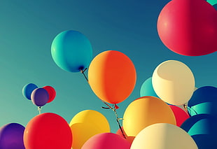 flying inflated balloons HD wallpaper