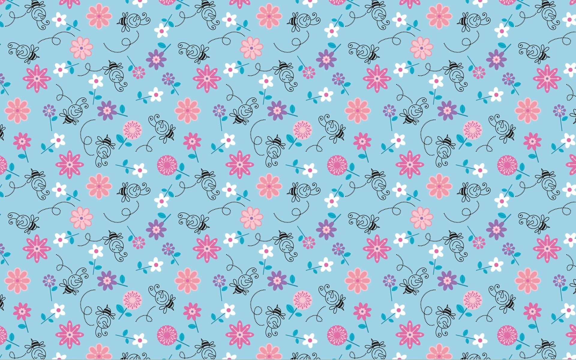 White pink and blue floral print HD wallpaper  Wallpaper Flare