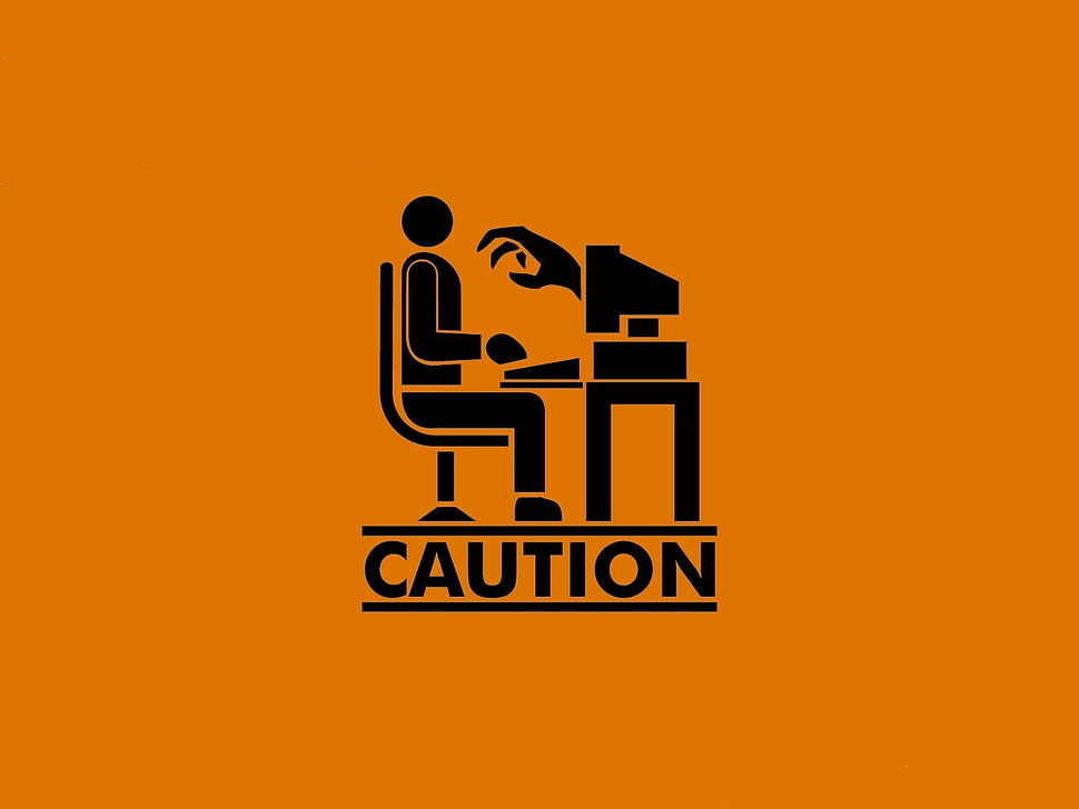 computer user Caution logo HD wallpaper